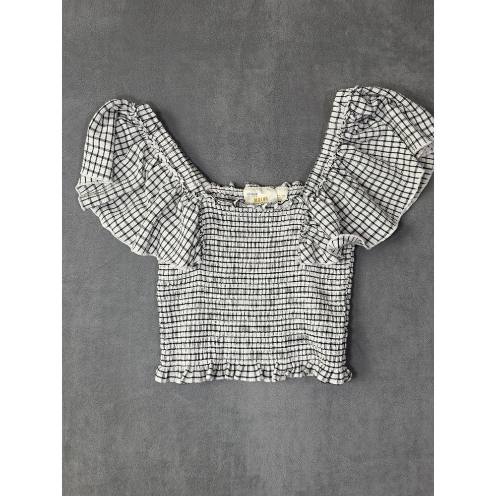 Anthropologie Maeve Crinkle Gingham Smocked‎ Top Medium Cottage Prairie Boho